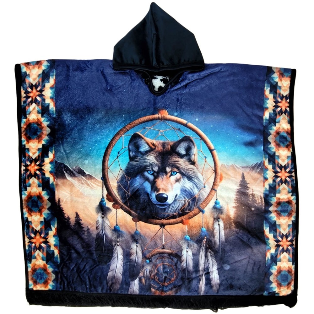 Wolf Thermal ruana poncho for adults