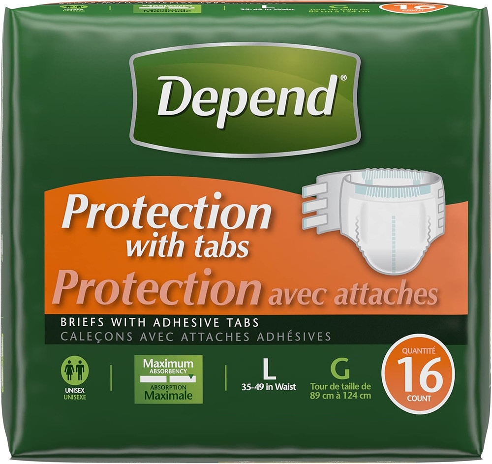 Protection with Tabs, [Large], Maximum Absorbency, 16-Count Package