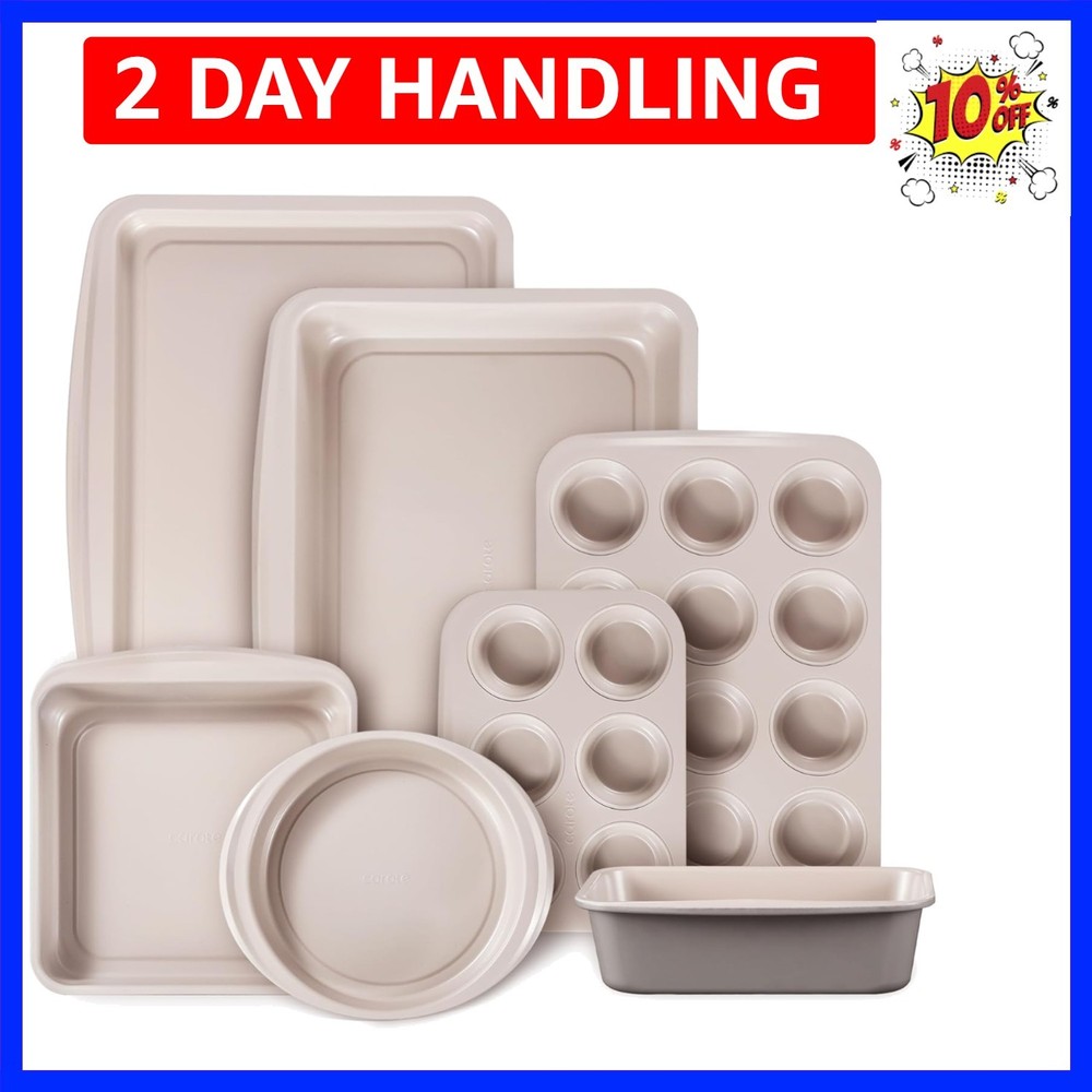 7-Piece Nonstick Stackable Baking Pans Set - Bakeware Sets Including Cookie S...