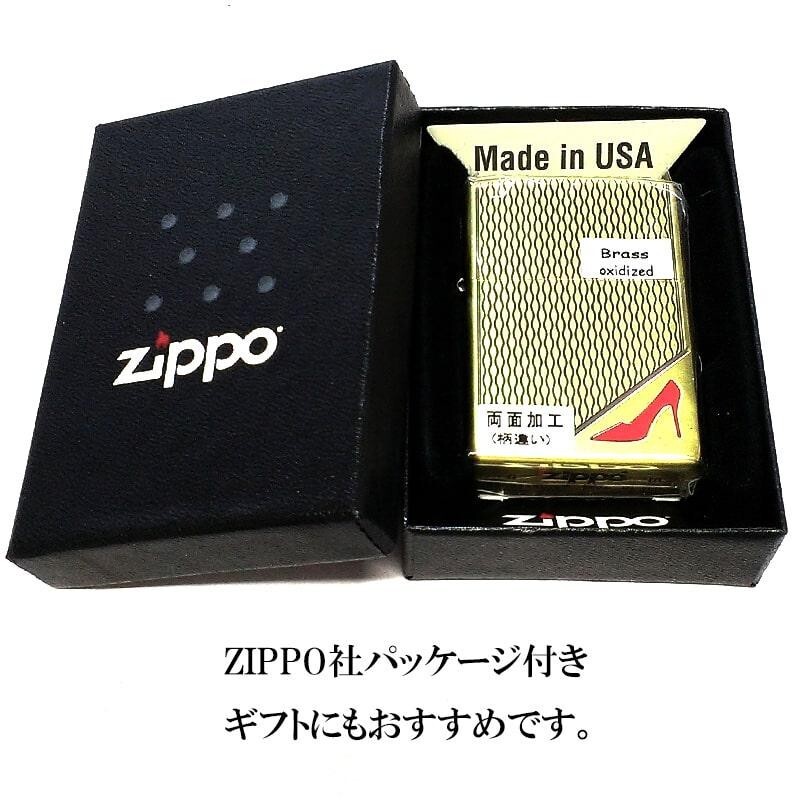 Zippo Red High Heels Sexy Fishnet Stockings Gold 2 Sided Processing Etching