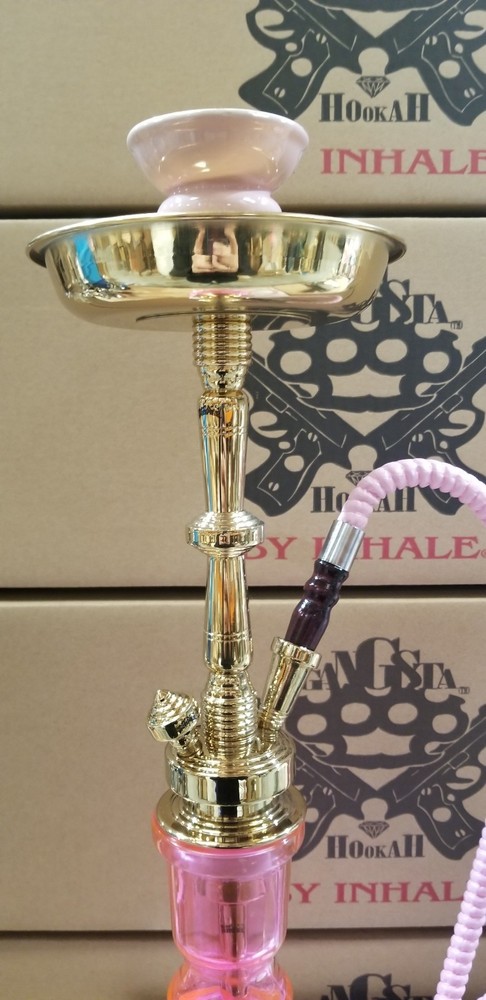 Solid brass Hookah *pink* in suit case 21"