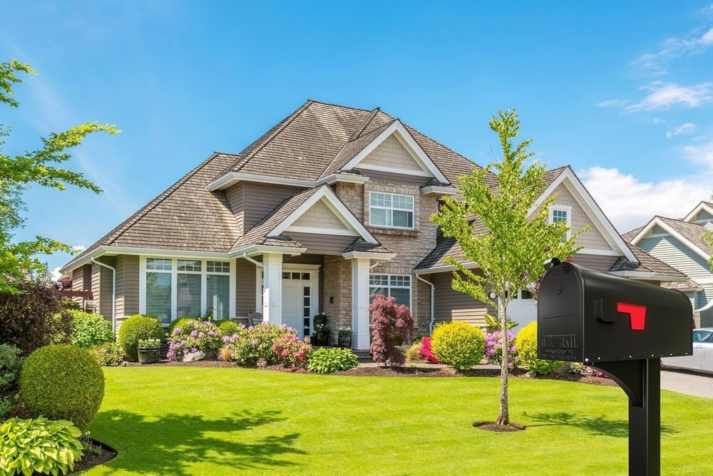 Black Post Mount Mailbox - Medium Capacity, Durable Steel