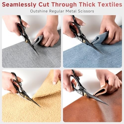 Heavy Duty 9" Fabric Scissors - Sharp Tailor Shears for Sewing, Upholstery & Lea