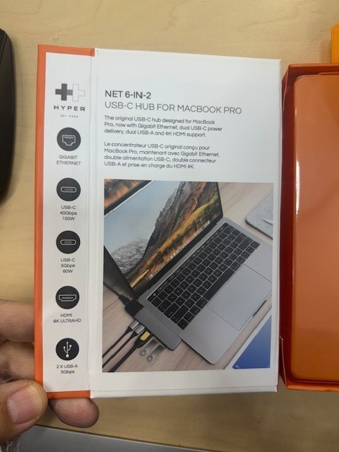 Hyper Drive USB C Hub 6-in-2 Multiport Adapter for MacBook Pro