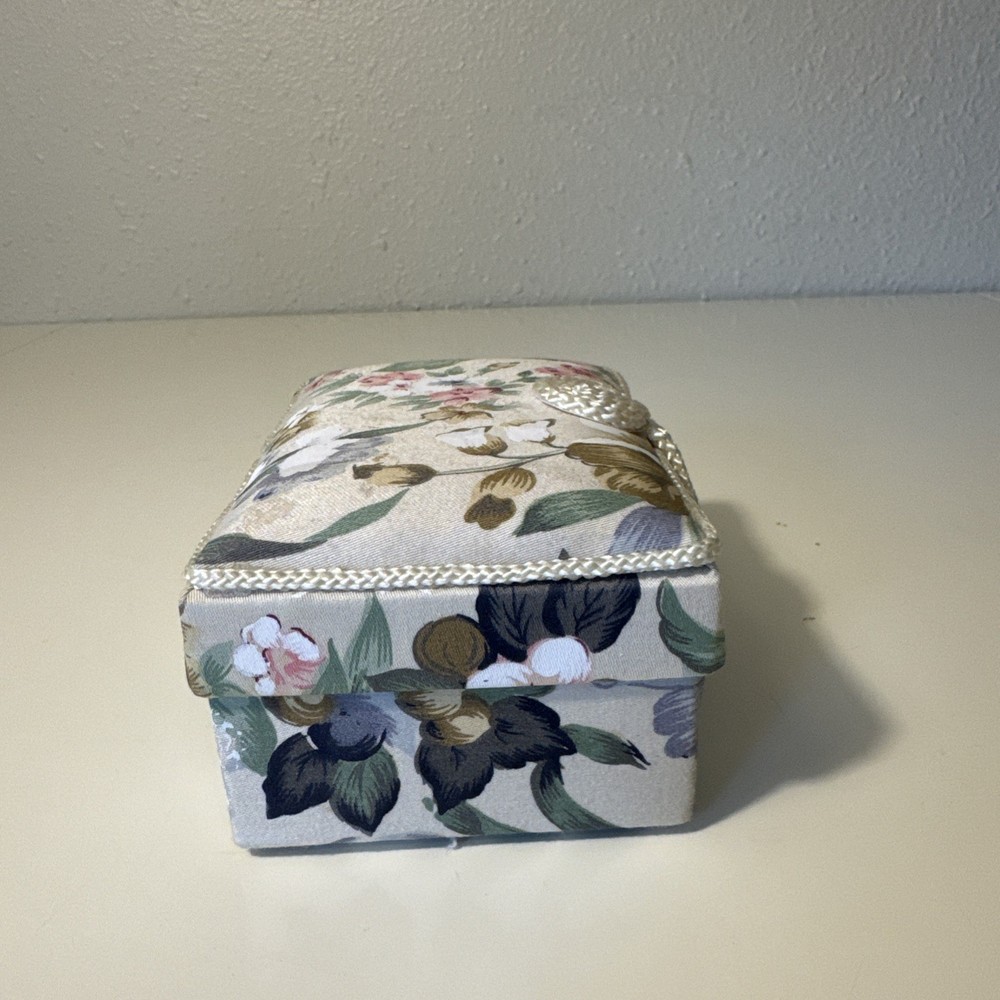 vintage floral cushioned decorated trinket box