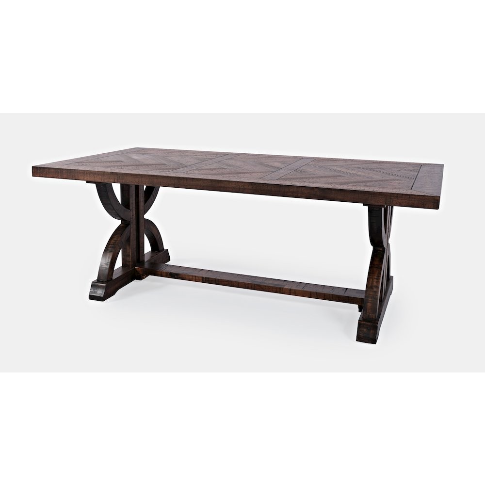Fairview Transitional Herringbone Distressed Acacia Coffee Table