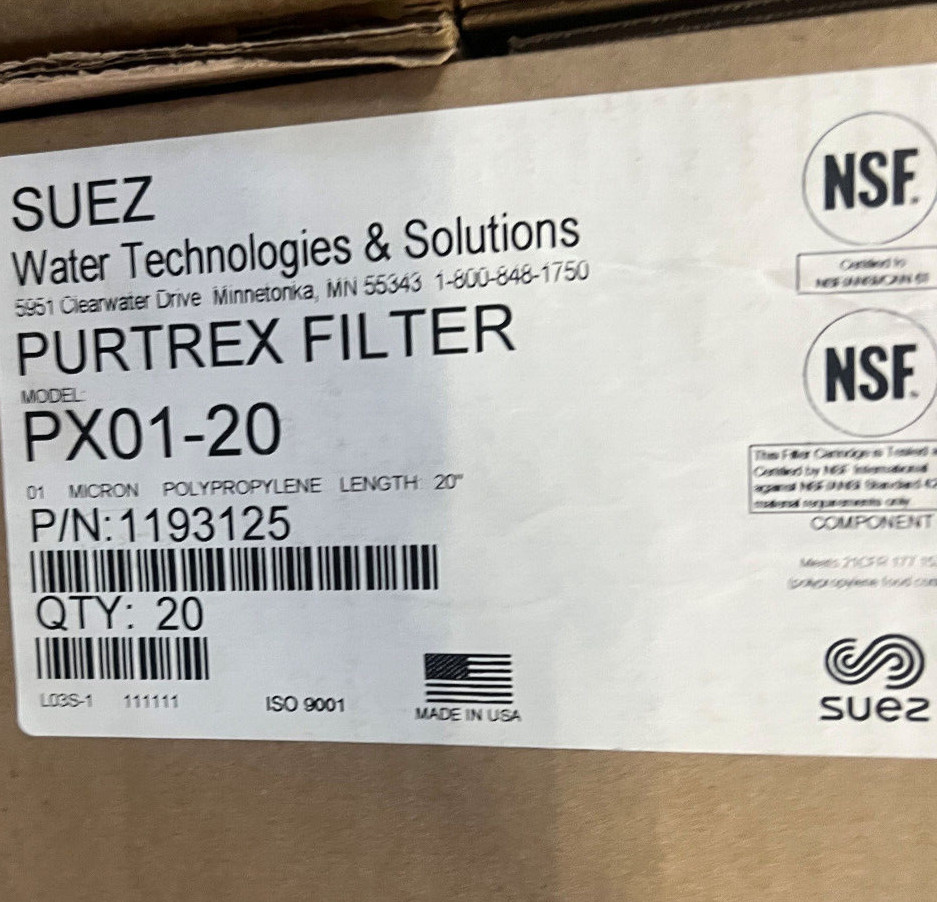 New Purtrex PX01-20 Replacement Filter Cartridge 1-Micron Size (Box of 20)