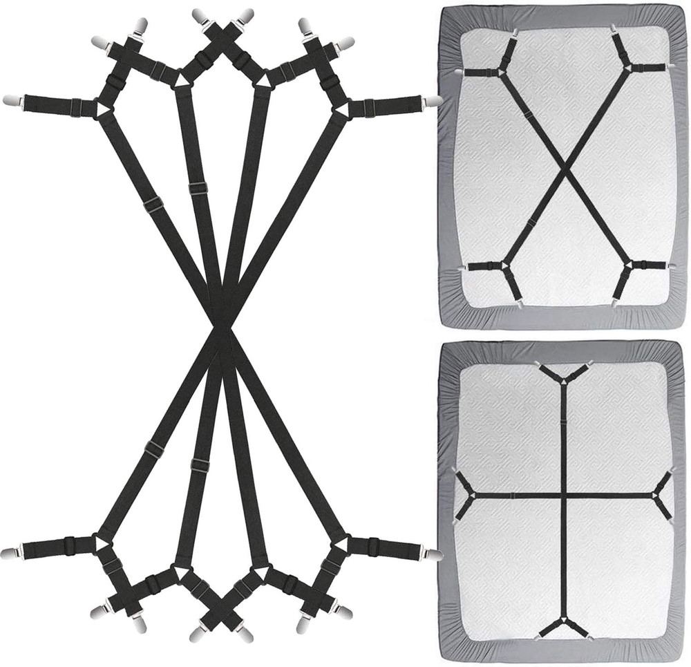 Bed Sheet Clip Straps - 2 Way Adjustable Crisscross Sheet Corner Holder Straps G