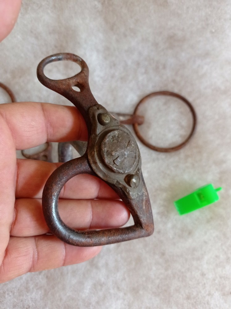 Original Rare Antique Primitive short shank iron bit.