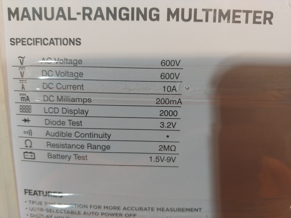 Commercial Electric Manual-Ranging Digital Multi-Meter, DMM-8300B