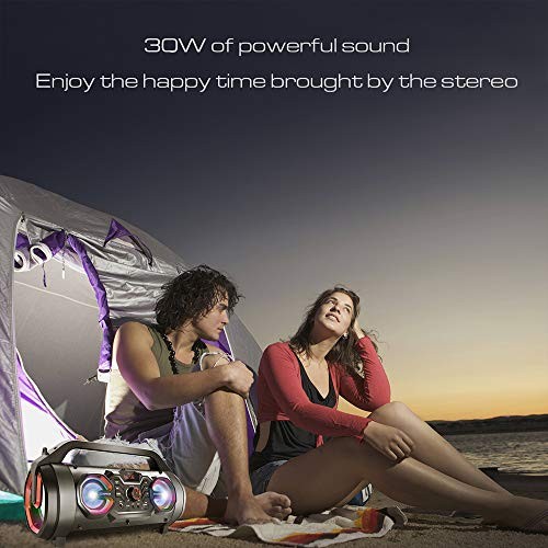 Portable Bluetooth Speaker with Subwoofer, Wireless Speakers with Black Orange