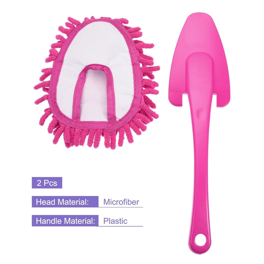 Microfiber Chenille Dust Washable Cleaning Brush, Red, 2pcs