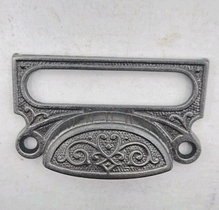 Antique Bin Pull Drawer Apothecary Handle Vintage Cast Iron Hardware