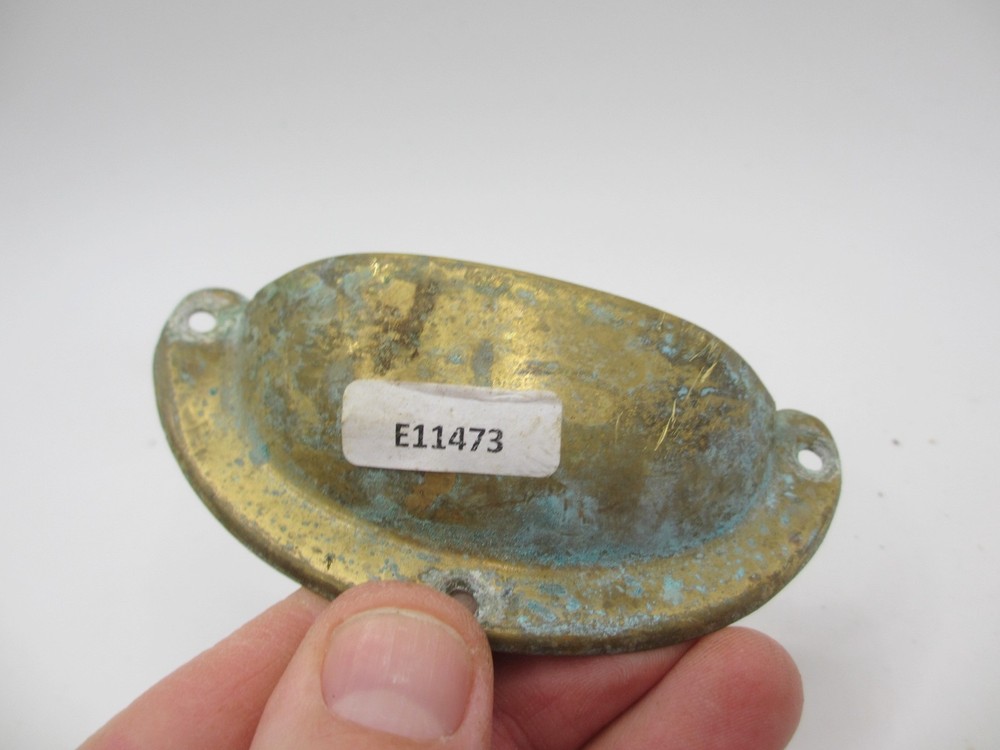 Vintage Brass Drawer Cup Handle Cupboard Pulls Shell Old Antique x1