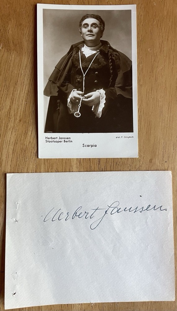 German Opera Baritone Herbert Janssen Autograph