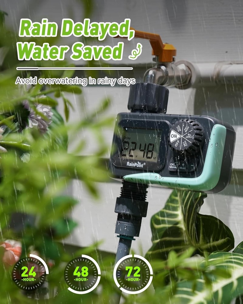 2024 Outdoor Water Timer with Rain Delay - Programmable Sprinkler Solution