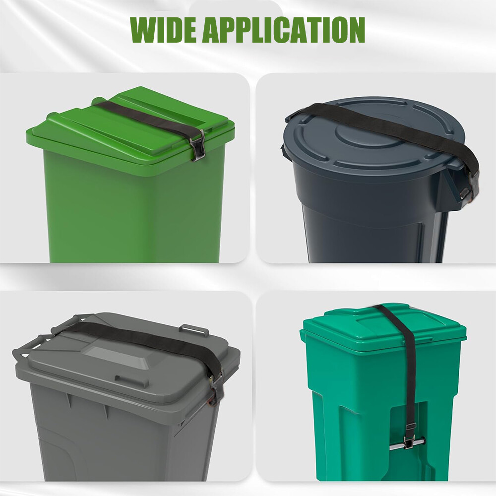 2PCS Trash Can Lid Locks Adjustable Garbage Bin Strap Animals Raccoon Bear Proof