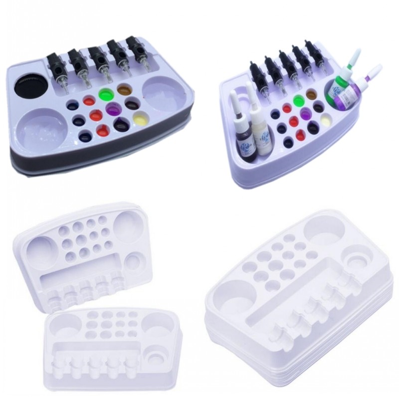 5 Pcs Disposable Plastic Permanent Makeup Tattoo Microblading Needle Work Plate