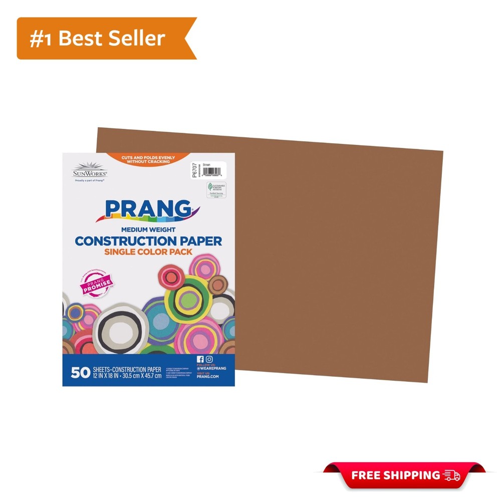 Multi-Use Brown Construction Paper, 50 Sheets, 12" x 18" for Creative Projects