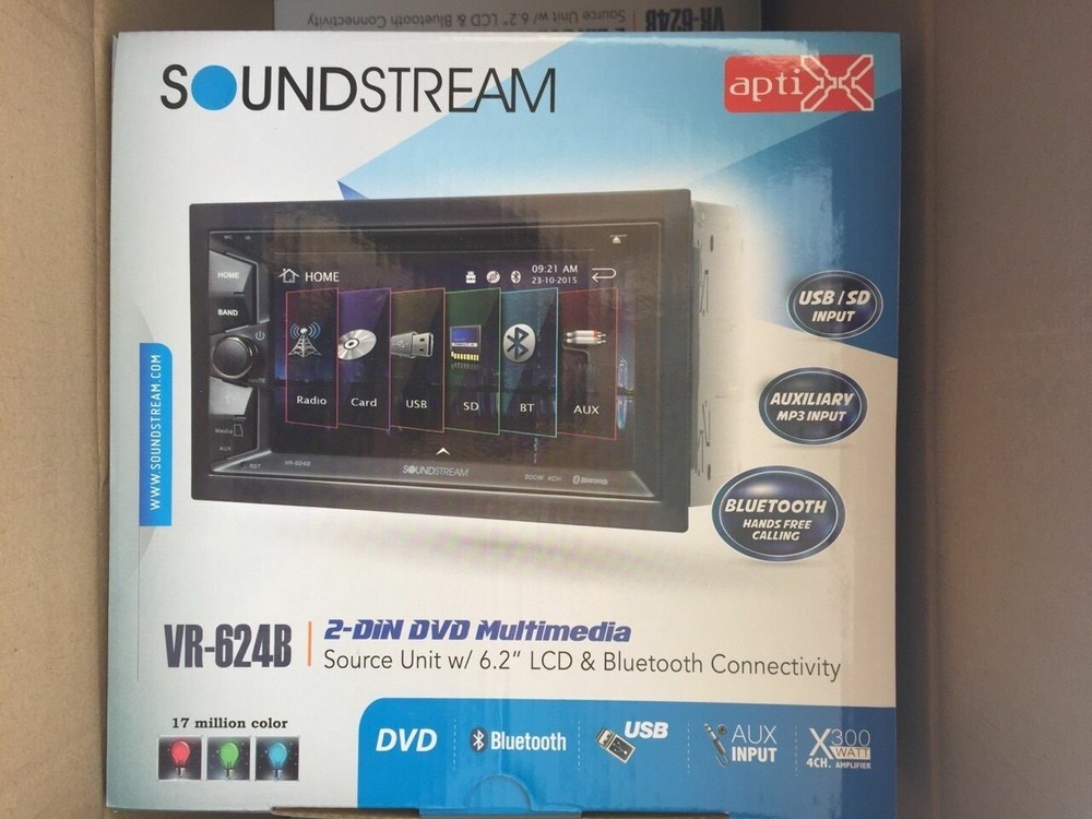 NEW Soundstream Double 2 Din VR-624B DVD/CD/MP3 Player 6.2" LCD Bluetooth USB SD