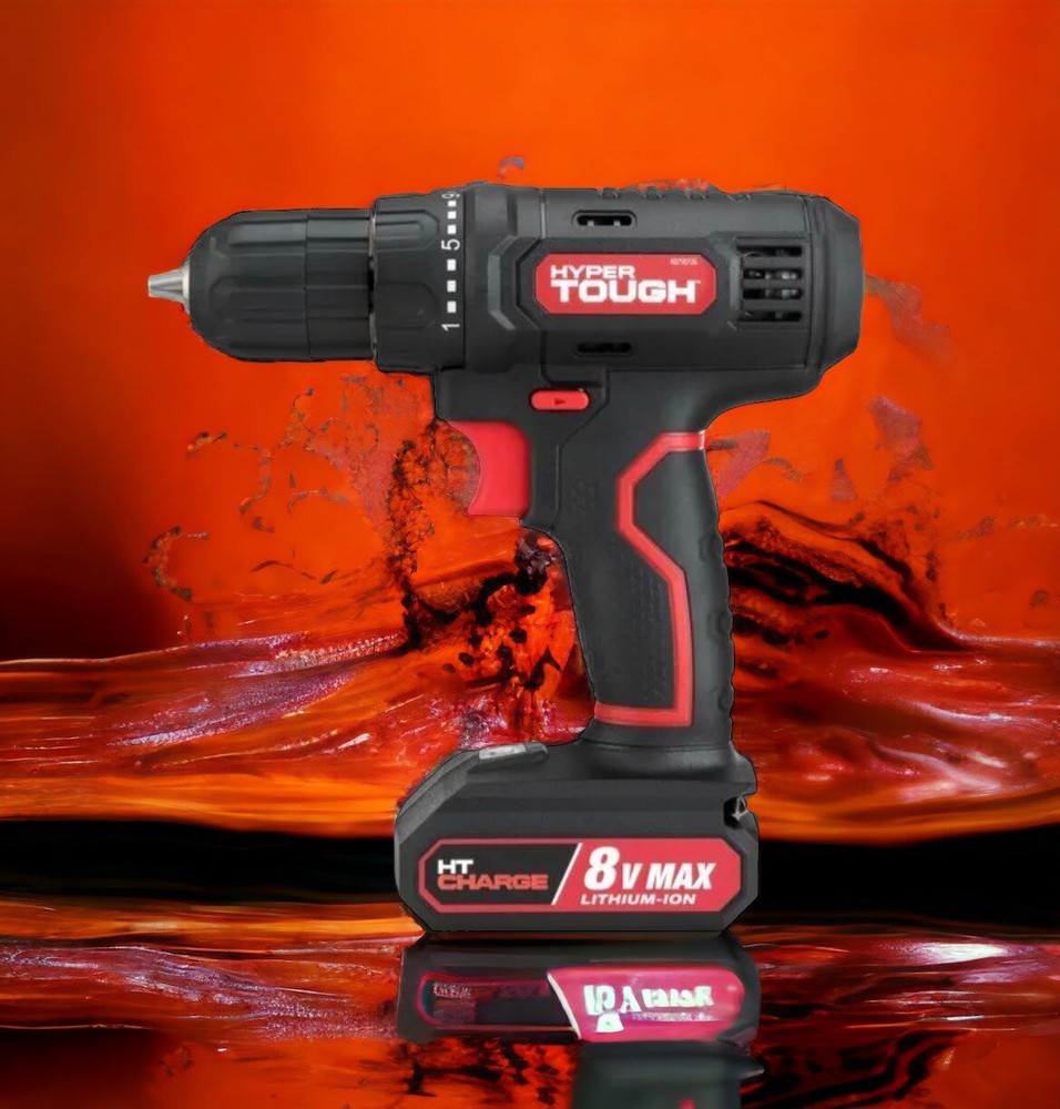HYPER TOUGH 8-VOLT MAX LITHIUM-ION CORDLESS DRILL 21+1 Adjustable Torque Sealed