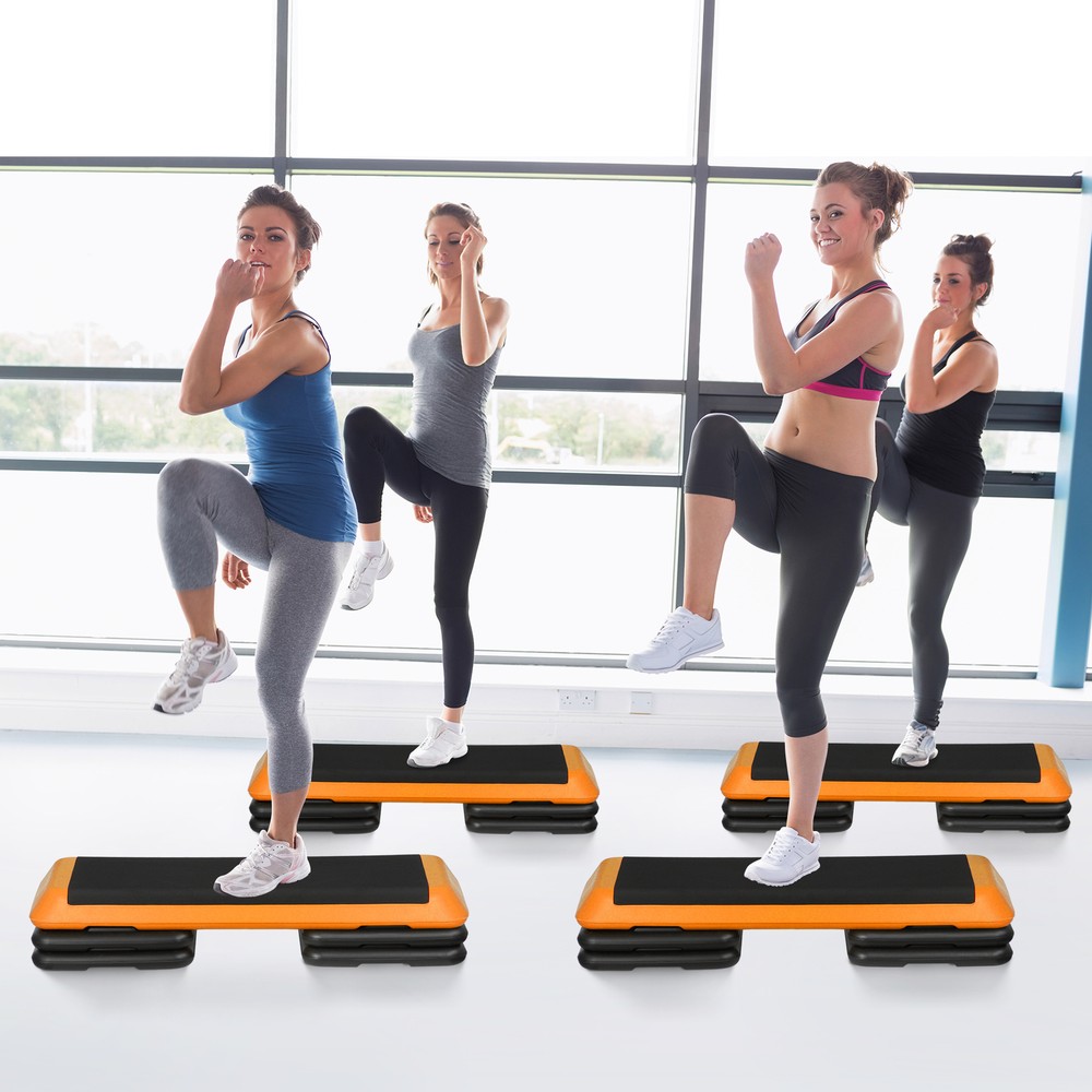 43" Indoor Training 4"- 8" Exercise Aerobic Stepper Workout Step Storage Orange