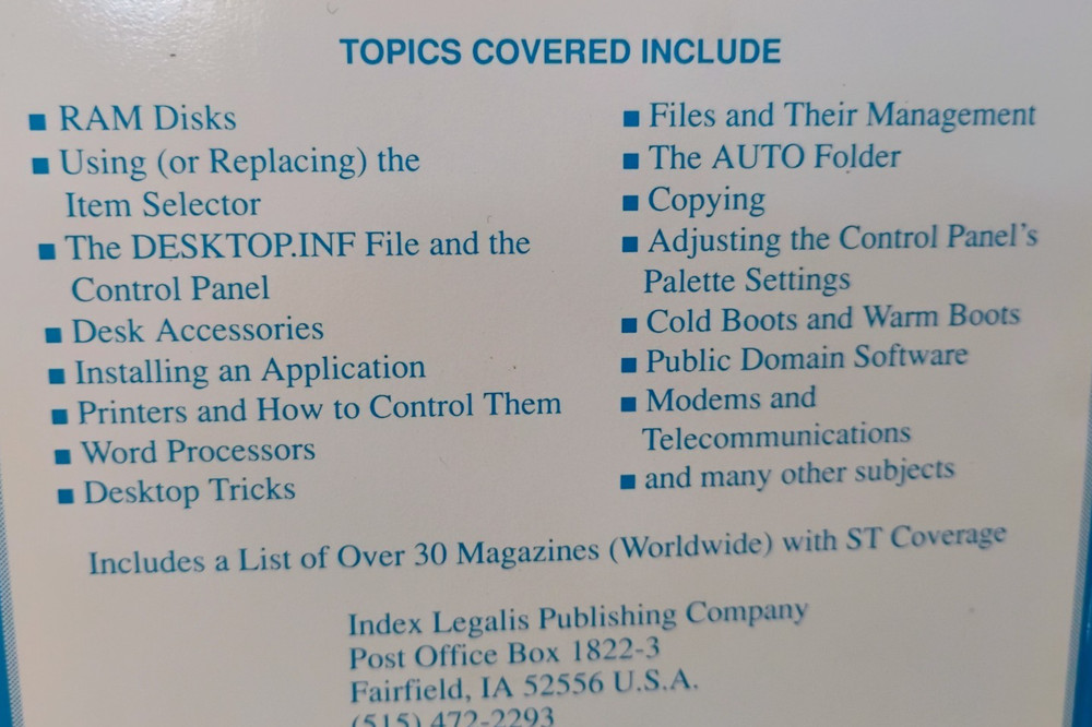 The Atari ST Book - Tips, Instructions, Secrets & Hints By Turner; New Old Stock