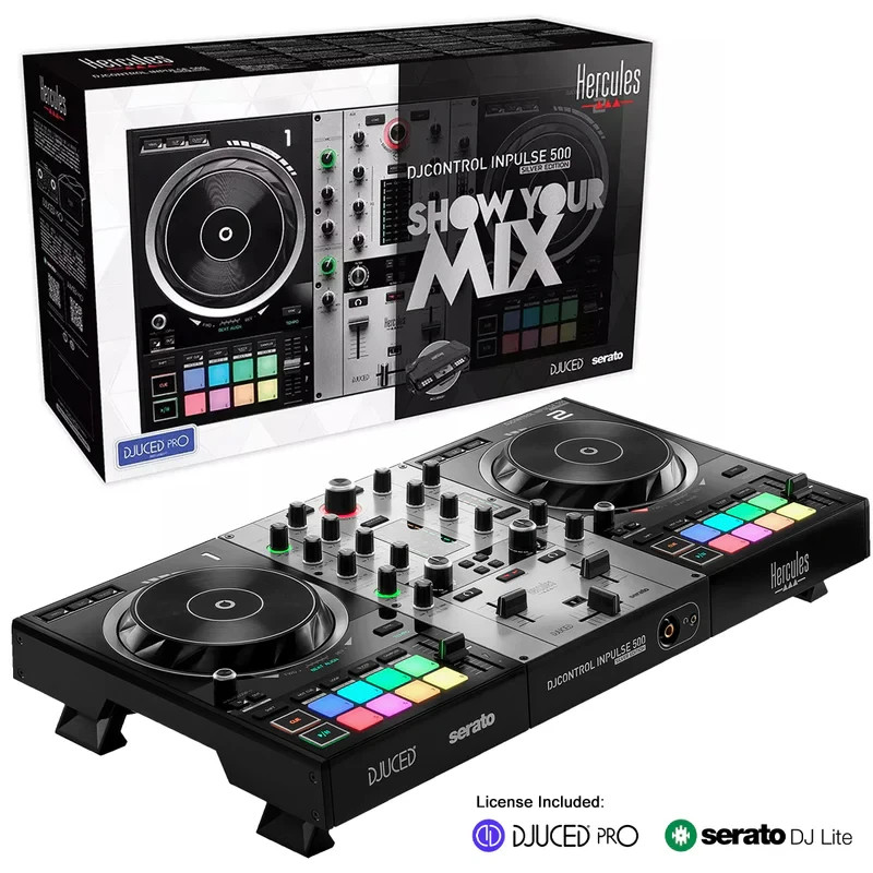 Hercules DJControl Inpulse 500 Silver Limited Edition DJ Controller w/ Case