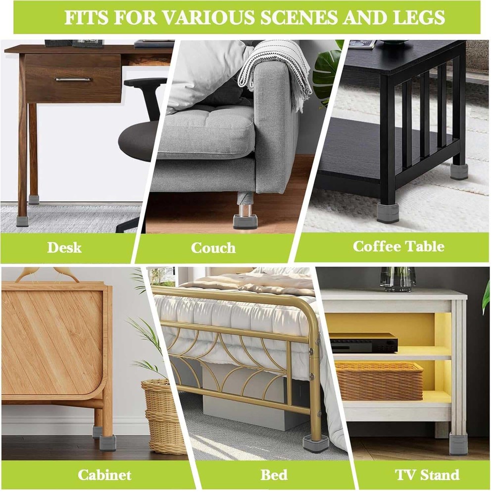 6-Pack 1" Furniture Risers Adjustable Stackable Bed Raisers Blocks Square