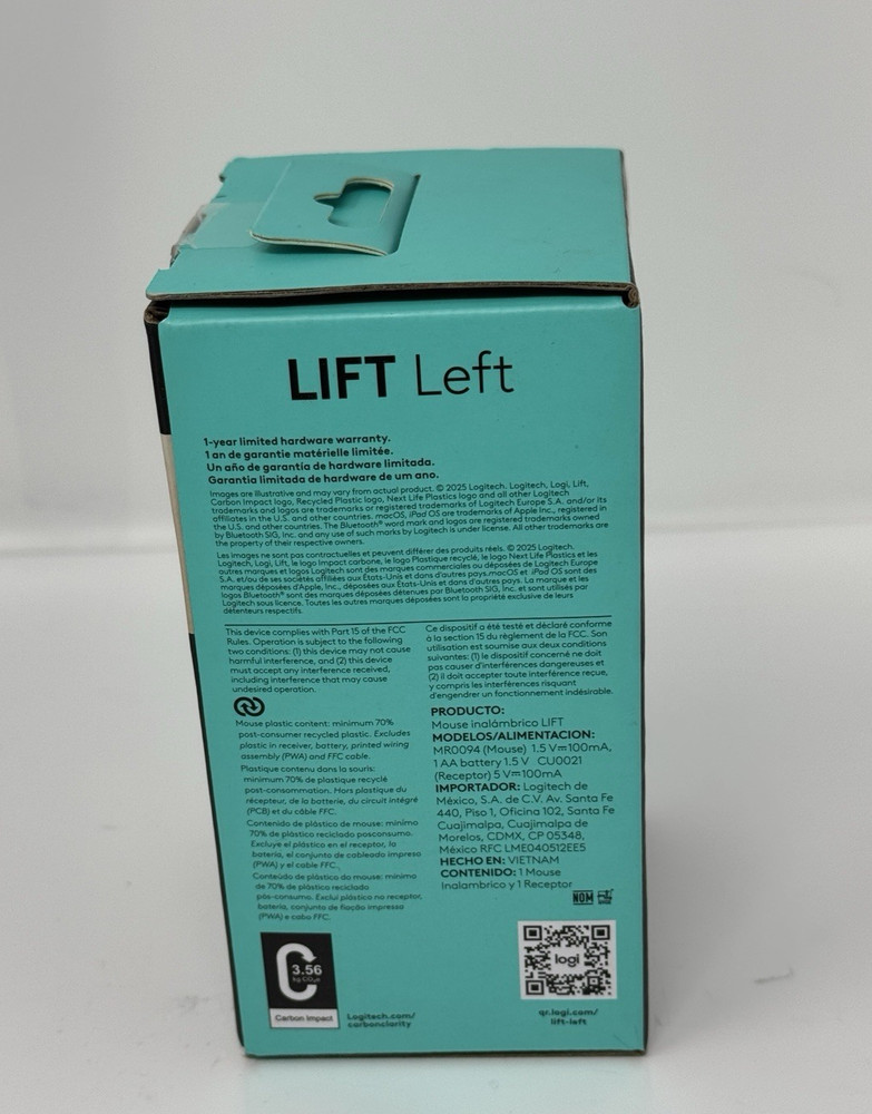 Logitech Lift LEFT Wireless Vertical Mouse Ergonomic Bluetooth Bolt - Graphite