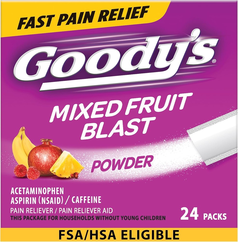 Goody's Pain Relief Powders, Extra Strength Headache Powder Mixed Fruit Blast, 2