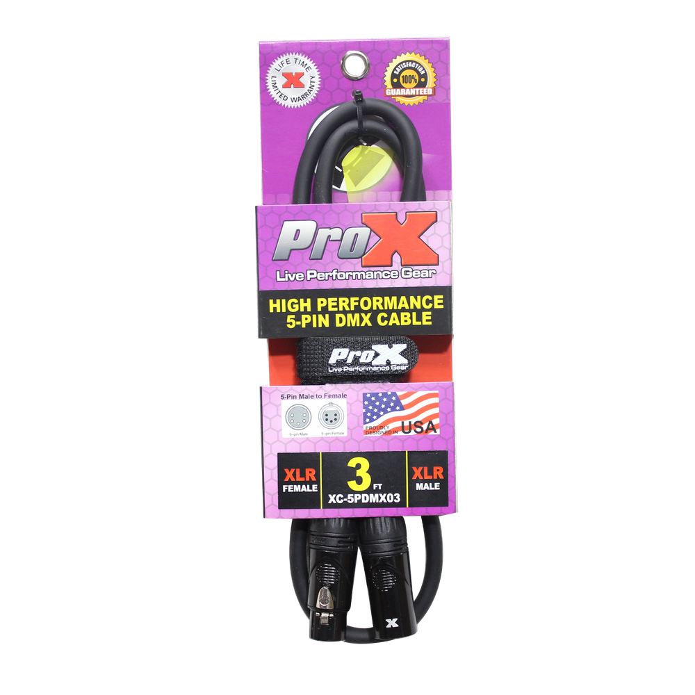 10 ProX 5 Pin High Performance Data Lighting DMX Cable 3FT