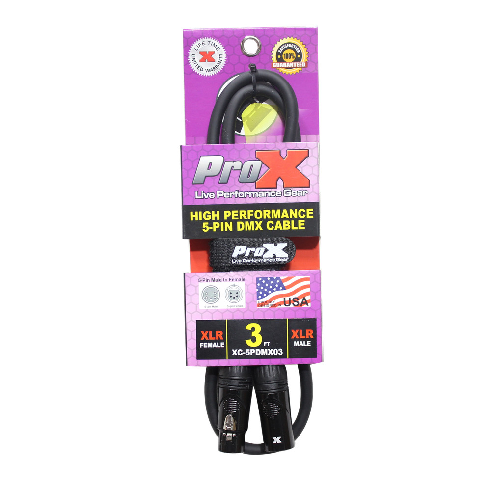 16 DMX Cables 5 Pin 3 ft High Performance Data DJ Stage Lighting Cable by PROX