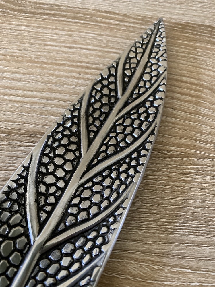 Metal Feather Leaf Shaped Incense Holder or Trinket Tray