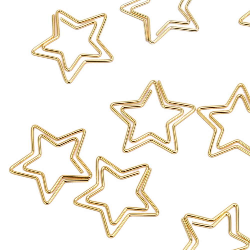 100pcs Star Paper Clips Skid Resistance Plating Process Rust Resistant Cute