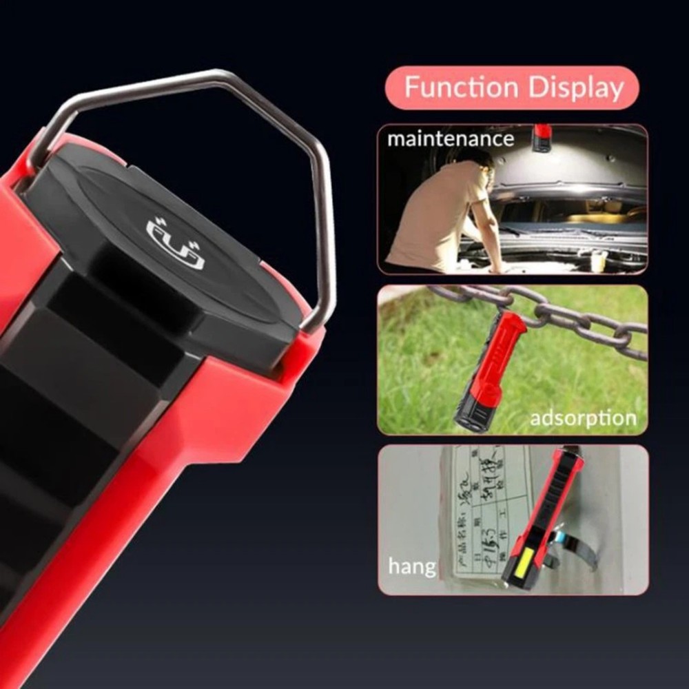 USB Rechargeable LED Work Light 600LM Magnetic Base Portable Flashlight Lamp