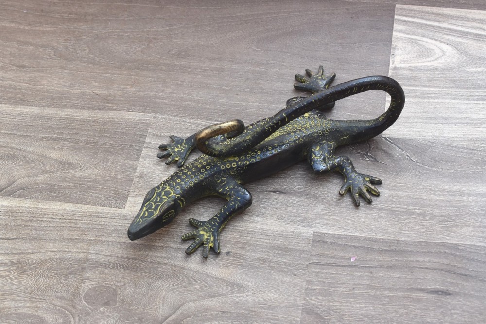 Vintage Brass Door Handle pull Lizard Heavy Gate Pull Handle Table Decor statue