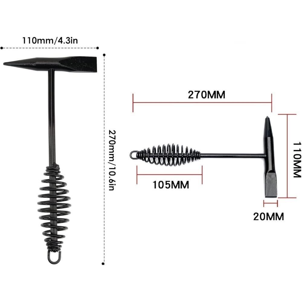 Welding Chipping Hammer with Coil Spring Handle Cone Vertical Chisel for Slag