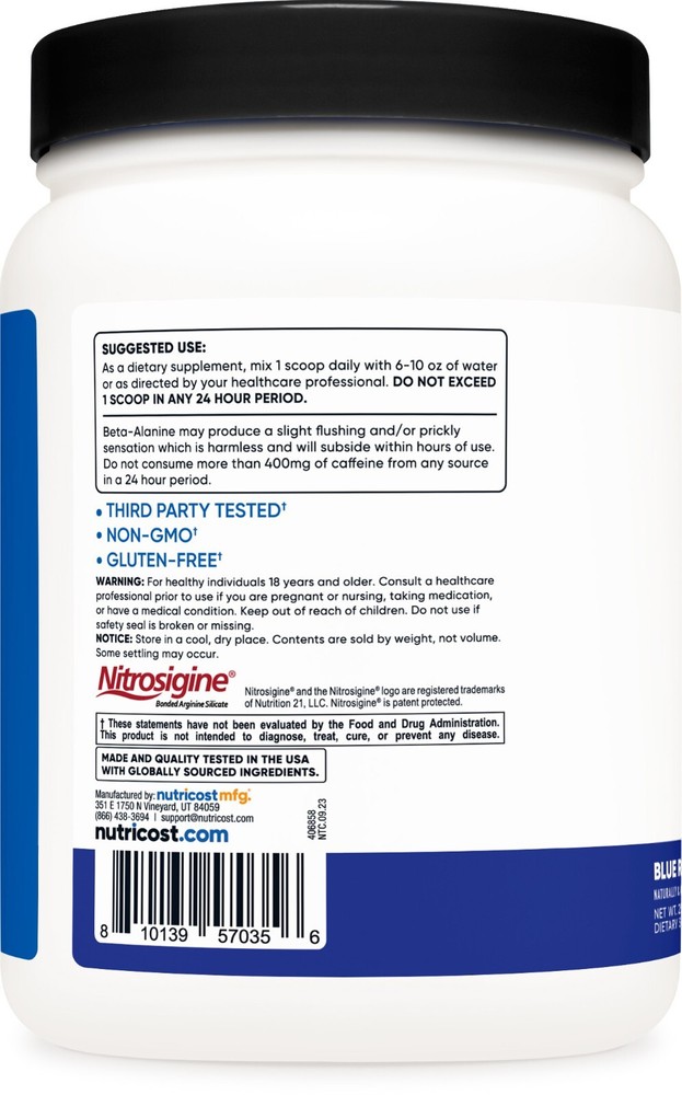 Nutricost Pre-Workout Complex Powder (Blue Raspberry) 60 Serivings