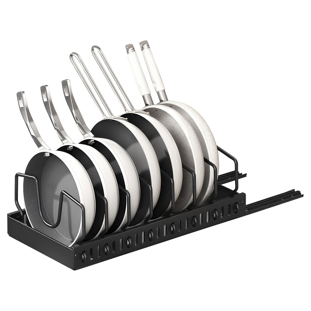 Pots and Pans Pot Lid Holder Pull out Storage Rack Kitchen Cabinet Organizer