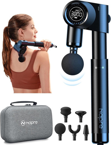 NAPRE Foldable Massage Gun Deep Tissue with 5 Adjustable Angles,Portable...