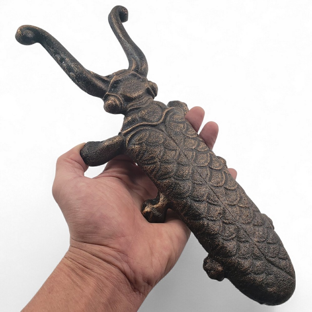 Cast Iron Bug Beetle Figural Boot Jack Tool Horn shoe tool brown Rustic western