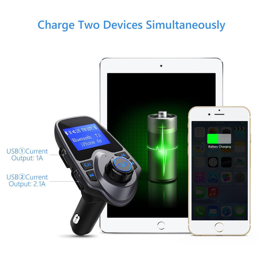 Bluetooth FM Transmitter Modulator Dual USB Car Charger for iPhone Samsung LG US