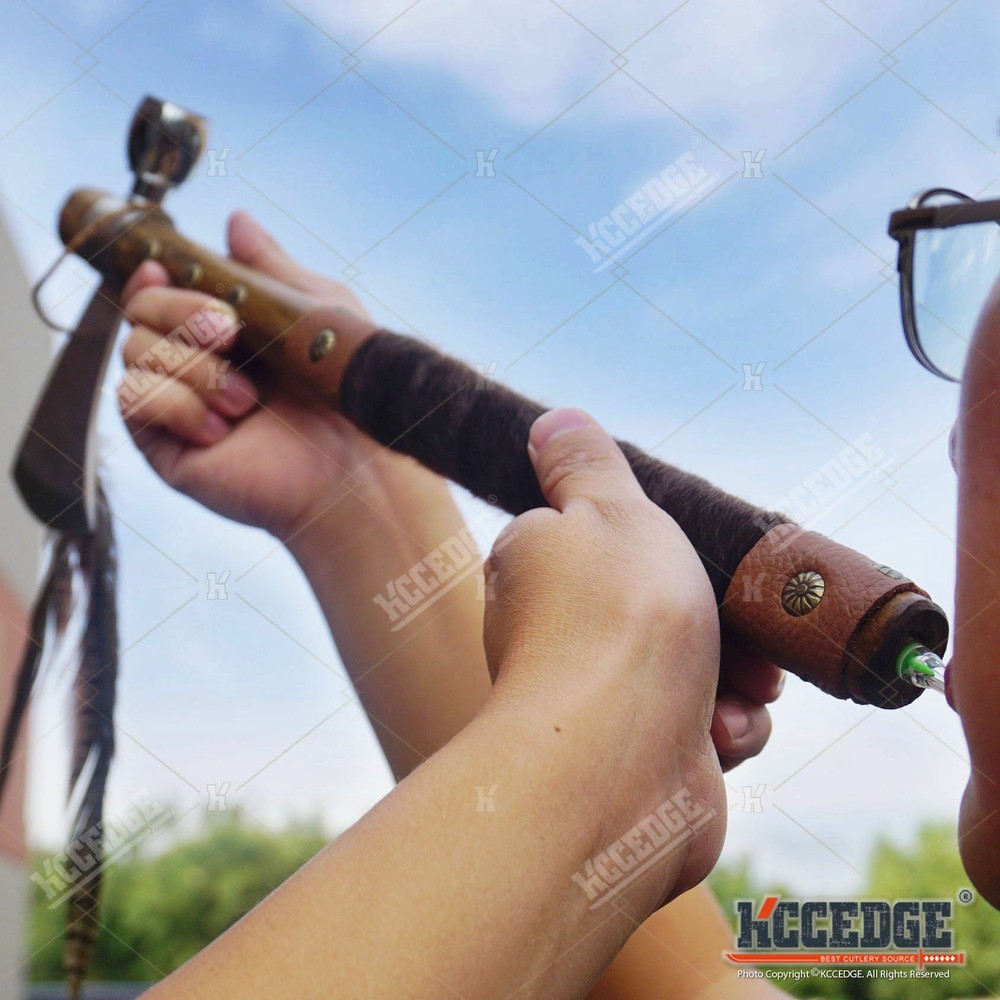 19" NATIVE AMERICAN TOMAHAWK Replica Axe PEACE PIPE with Functional Pipe