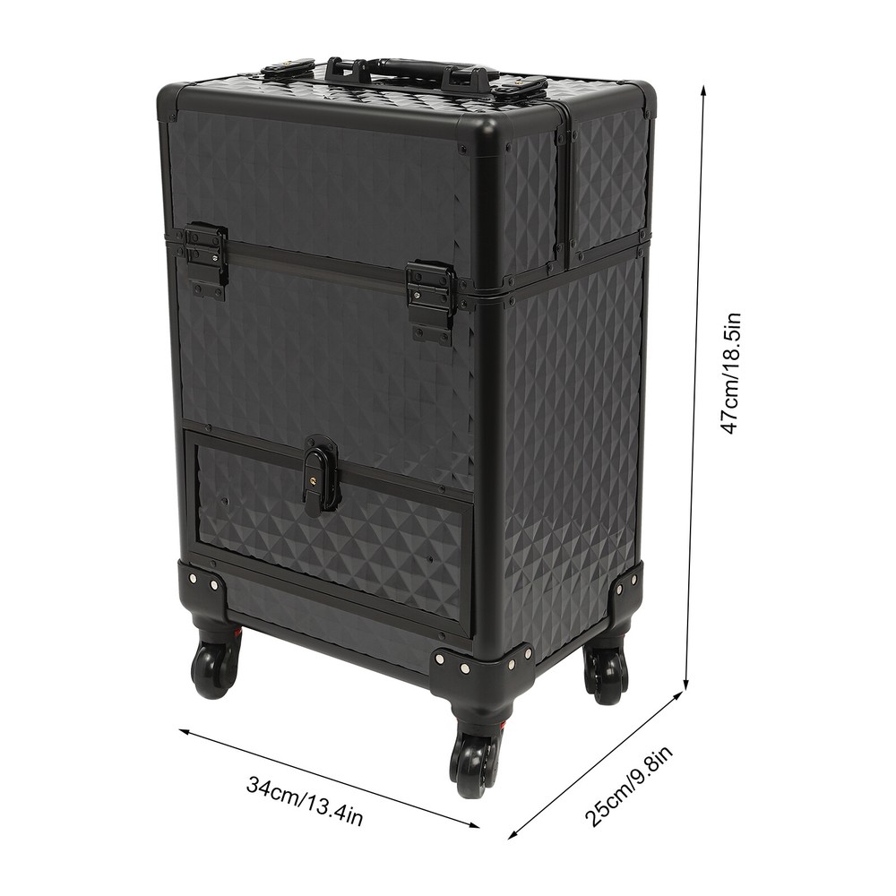 Makeup Trolley Rolling Makeup Train Case Durable Large Capacity Organizer W/lock