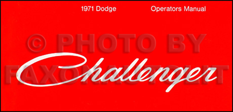 1971 Dodge Challenger Owners Manual 71 Operators Owner Guide Book