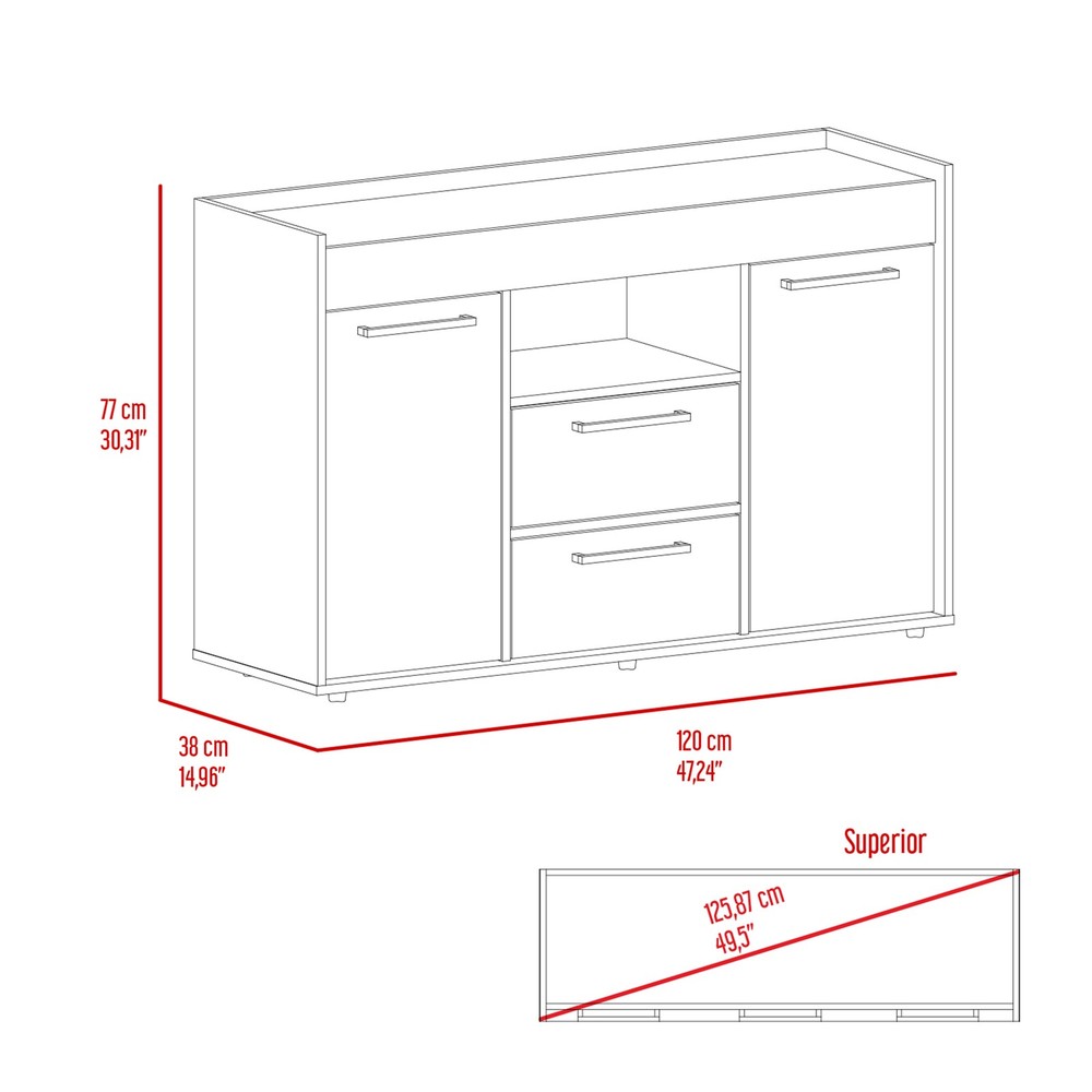 Dark Walnut Sideboard, Buffet Cabinet with Drawers for Dining Room