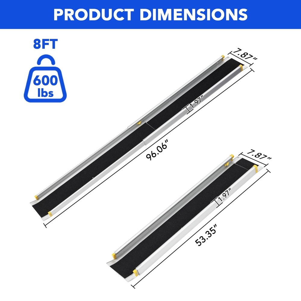2-Pack 8ft Telescoping Aluminum Motorcycle Loading Ramp, Adjustable, Portable