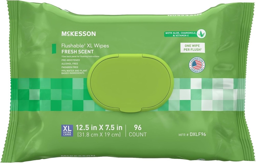 Mon Flushable* Adult Wet Wipes XL – 96 Wipes – e & Vitin E,