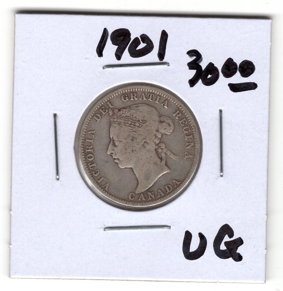 1901 Canada Silver 25 Cent Coin VG